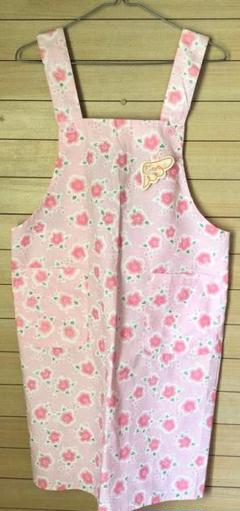 花柄ピンクコットンエプロン
