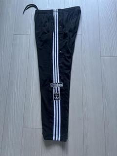 【美品】adidas ブラックジャージパンツ XS サイドスナップ 美品♪ アディダス スナップパンツ トラックパンツ 刺繍ロゴ