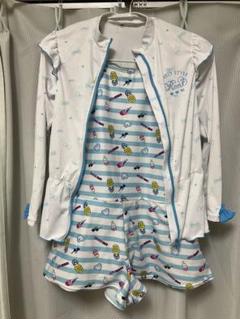 美品　水着　女の子用ワンピース水着　ラッシュガード付き　140cm