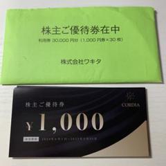 ホテルコルディア利用券 30000円分（1000円券x30枚） ワキタ株主優待（ホテルコルディア利用券）30,000円分 宿泊券