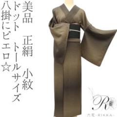 美品 正絹 八掛にピエロ☆彡 ドット トールサイズ 小紋 着物 A1887