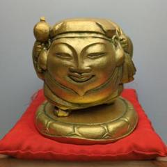 人間国宝 仏師 平櫛田中作 銅製 鍍金 福聚大黒天尊像 金色 福 神像 木箱