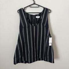 styling/ ブラック　ストライプ チュニック ブラウス