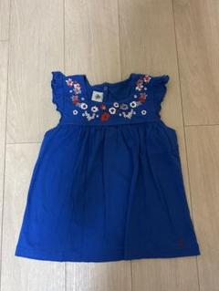 プチバトー 花柄刺繍　ノースリーブ　トップス