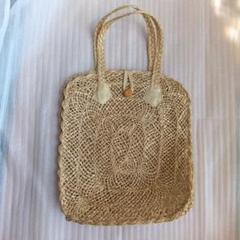 昭和レトロ　編み込みデザイン スクエア型バッグ