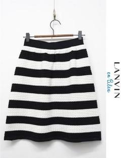 P381/LANVIN en Bleu ニットスカート ボーダー 36 白黒