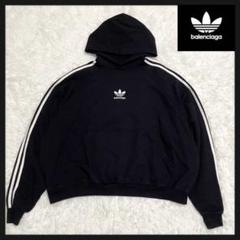 【希少コラボ】バレンシアガ×アディダス☆ デストロイ加工 コラボパーカー. Balenciaga x Adidas Logo パーカー バレンシアガ アディダス