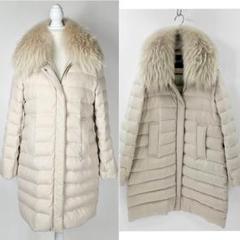 【新品同様】ムーレー　ウール　カシミヤ　ダウンコート　フォックス　ロング丈　40 新品同様】ムーレー ウール カシミヤ ダウンコート フォックス