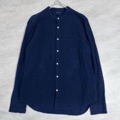 GAP ギャップ バンドカラー 長袖 リネンシャツ ネイビー Lサイズ