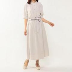 ミッシュマッシュ　ハイネックパイピングワンピース 38 ベージュ 上品 華やか