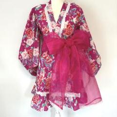 浴衣ドレス　姫ギャル　総柄　160cm 帯の色変更可能