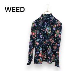 【weed】花柄 シャツ ブラウス 長袖 上品 ネイビー