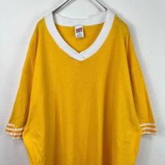 USA製 90s soffe フットボール Tシャツ 黄色 リンガーネック