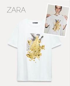 【ZARA】メタリックグラフィックTシャツ ゴールド 5644/184/303 org.jpg