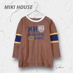 R3100＊ミキハウス L S 七分袖 ロングTシャツ ブラウン カレッジロゴ