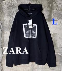 ☆新品/ドイツ輸入品/ZARA/グラフィックフォトパッチフーディ/L