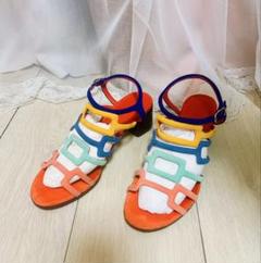 ⚪︎極美品　エルメス サンダル 35ハーフ オレンジ スエード ハイヒール 伊 ⚪︎極美品エルメス サンダル 35ハーフ オレンジ スエード