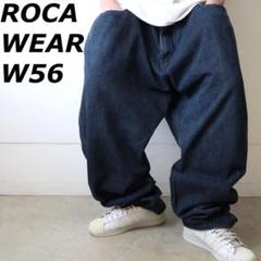 ROCAWEAR ロカウェア デニム ワイド 極太 刺繡ロゴ W56 - メルカリ