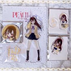 PEACH-PIT 25周年 特別展 ミニアクリルスタンド 缶バッジ 真紅 ✩PEACH-PIT展 アクスタ、チャーム、缶バッジ/てすら 4点セット