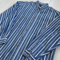 90'sビンテージ古着！NORTH WOODS ストライプ柄 デニム シャツ