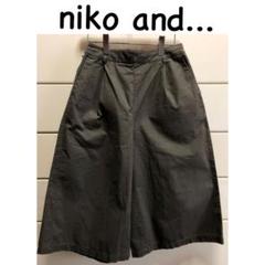 ニコアンド　コットン　ワイド　ガウチョパンツ　③ M ダーク　カーキ