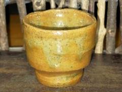 灰釉湯呑 (浅野 陽）未使用 新品同様 湯呑 松灰釉 胴紐 朝日窯工房作｜Asahiyaki | Tea pottery in