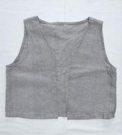 ハンドメイド リネン 襤褸ベスト グレー系