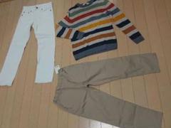 男の子 130cm コムサチノパン gu 白ジーンズ h&m 長袖 3点セット