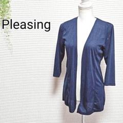 Pleasing ネイビー 五分袖カーディガン 花柄バック