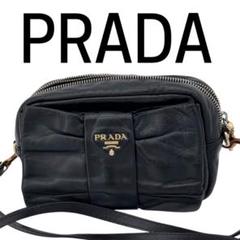 プラダ リボン ショルダーバッグ 2WAY ナッパレザー ブラック PRADA プラダ リボン ショルダーバッグ 2WAY ナッパレザー