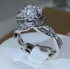 618 シルバー 薔薇 リング s925 czダイヤモンド ローズ 韓国 結婚式