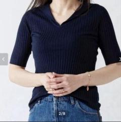 【未使用】cccmalie シーマリー　カシミアシルク　セーラーニット　ネイビー 未使用】cccmalie シーマリー カシミアシルク セーラーニット