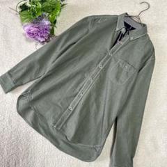 【ミツミネ　Mitsumine】メンズシャツ　長袖　薄深緑　Ｍ　シンプル