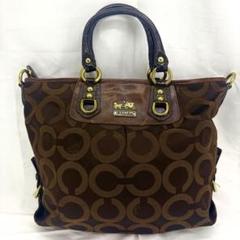 【COACH】コーチ 金馬車 シグネチャー ハンドバッグ 茶色 6356