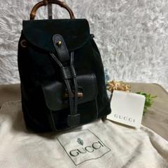 グッチ　GUCCI バンブー　巾着　バッグ GUCCI グッチ バンブー レザー 巾着 ショルダーバッグ ブラック