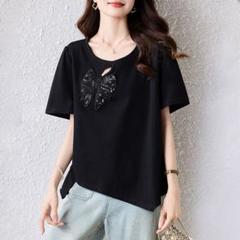 オシャレデザイン イレギュラー 無地 着痩せ Tシャツ スイート 新品◎大人気