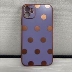 iPhone11 スマホケース 可愛い 水玉模様 アクセサリー カバー パープル