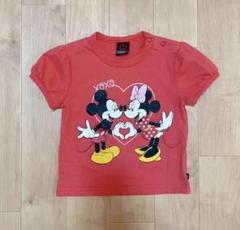 ミッキー ミニー Tシャツ 赤 パフスリーブ 90