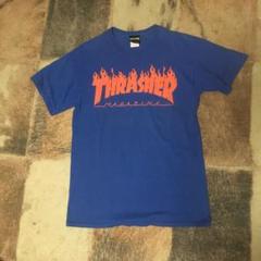 OLD Thrasher ファイヤー　ロゴTシャツ 青 Mサイズ ファイヤーマグのサムネイル