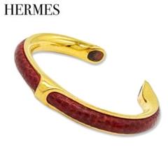 HERMES エルメス ブレスレット バングル リザード レディース ゴールド