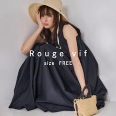 Rouge vif ルージュヴィフ 麻混スクエアネックワンピース