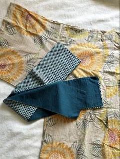 浴衣 ひまわり レトロ 高島屋 浴衣 単品（レトロ ひまわり 黄色 水色 白） | KIMONO CHOYA
