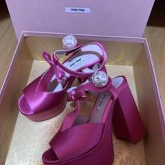 ⭐️極美品⭐️miumiu ビジューヒールサンダル35.5 ⭐️美品⭐️miumiu ビジュー サンダル スエード チャンキー