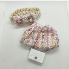 【新品】ラブブ　labubu 服 人形用ドレス ピンク系 ミニバッグ付き