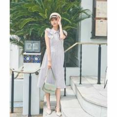 新品タグ付　プロポーションボディドレッシング 　ラッフルシャツワンピース　M