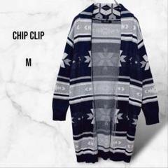 【CHIP CLIP】長袖ロングカーディガン オルテガ柄【M】綿 総柄 秋冬