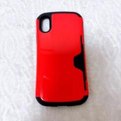 iPhone X カードが入る 耐衝撃ケース 高品質塗装　レッド