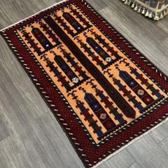 ヴィンテージラグ　トライバルデザイン ウールラグ 約 140×71cm 140×86cm トライバルラグ バルーチ族 ヴィンテージラグ手織り