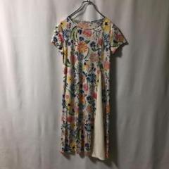W-292【美品】花柄 レーヨン混 ワンピース 半袖