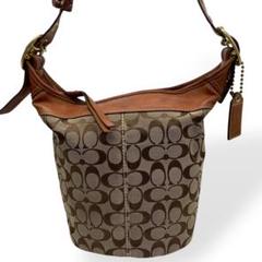 美品　COACH ショルダーバッグ　キャンバスレザー　シグネチャー　11437